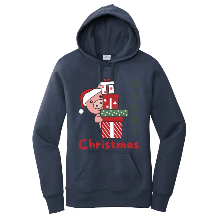 Pig Merry Christmas Winter Pigs Christmas Great Gift Women's Pullover Hoodie