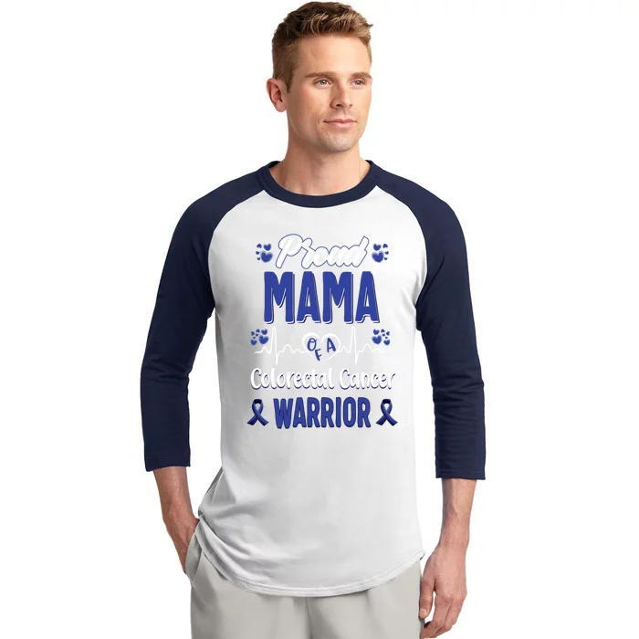 Proud Mama Colorectal Colon Cancer Warrior Awareness Funny Gift Baseball Sleeve Shirt