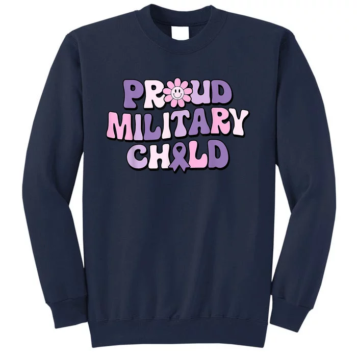 Proud Military Child Groovy Purple Up For Military Tall Sweatshirt