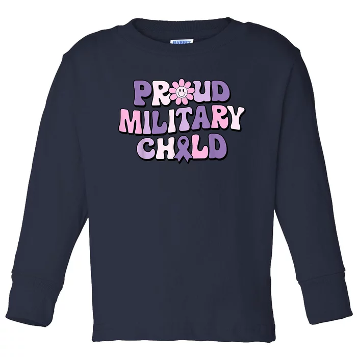 Proud Military Child Groovy Purple Up For Military Toddler Long Sleeve Shirt