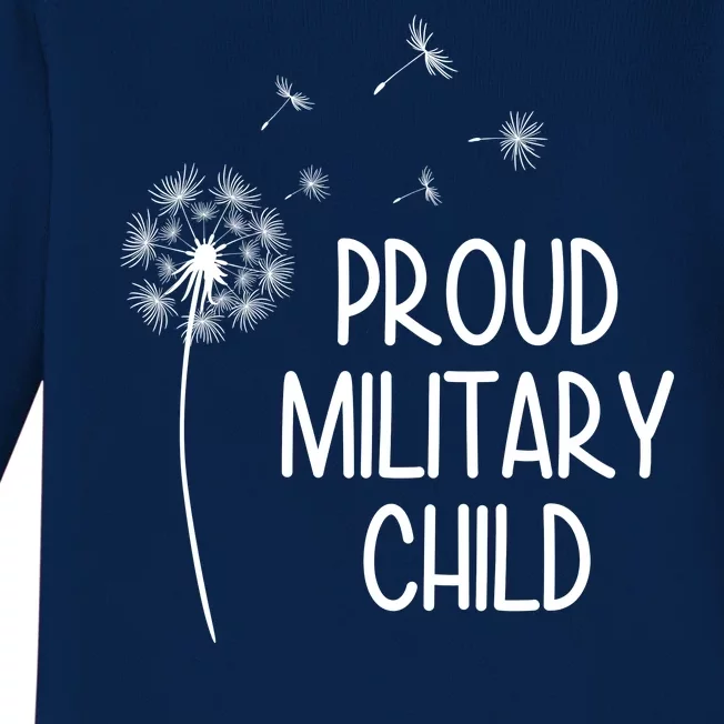 Proud Military Child Dandelion Purple Up Baby Long Sleeve Bodysuit