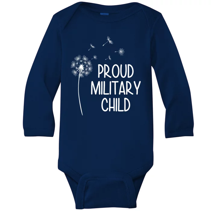 Proud Military Child Dandelion Purple Up Baby Long Sleeve Bodysuit