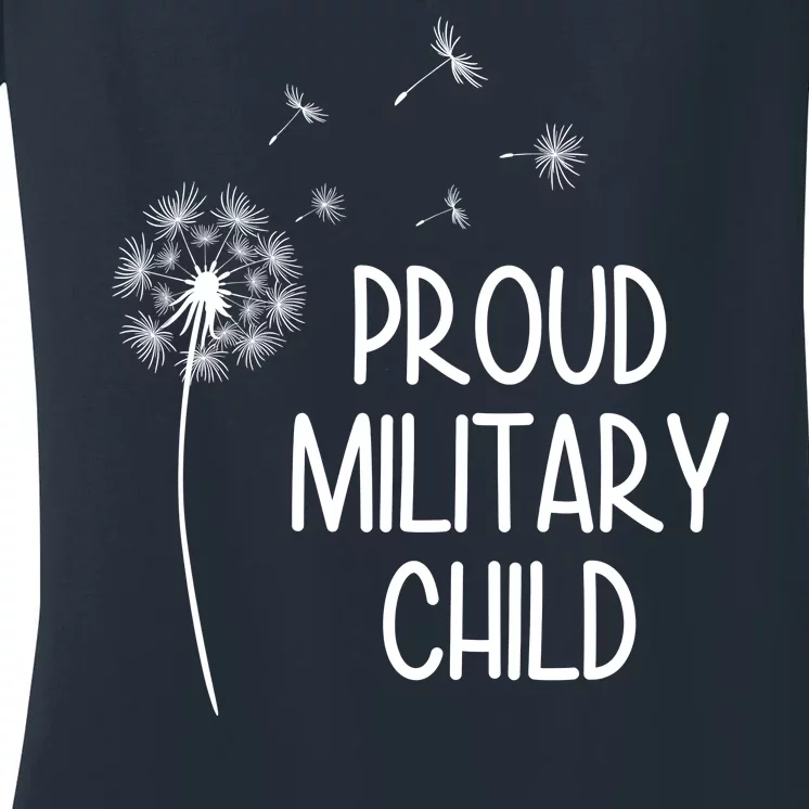 Proud Military Child Dandelion Purple Up Women's V-Neck T-Shirt