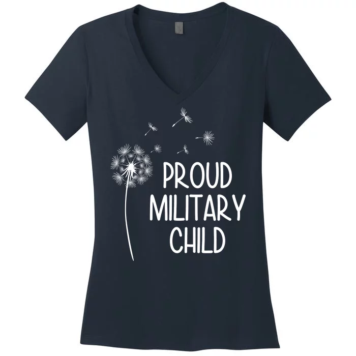 Proud Military Child Dandelion Purple Up Women's V-Neck T-Shirt