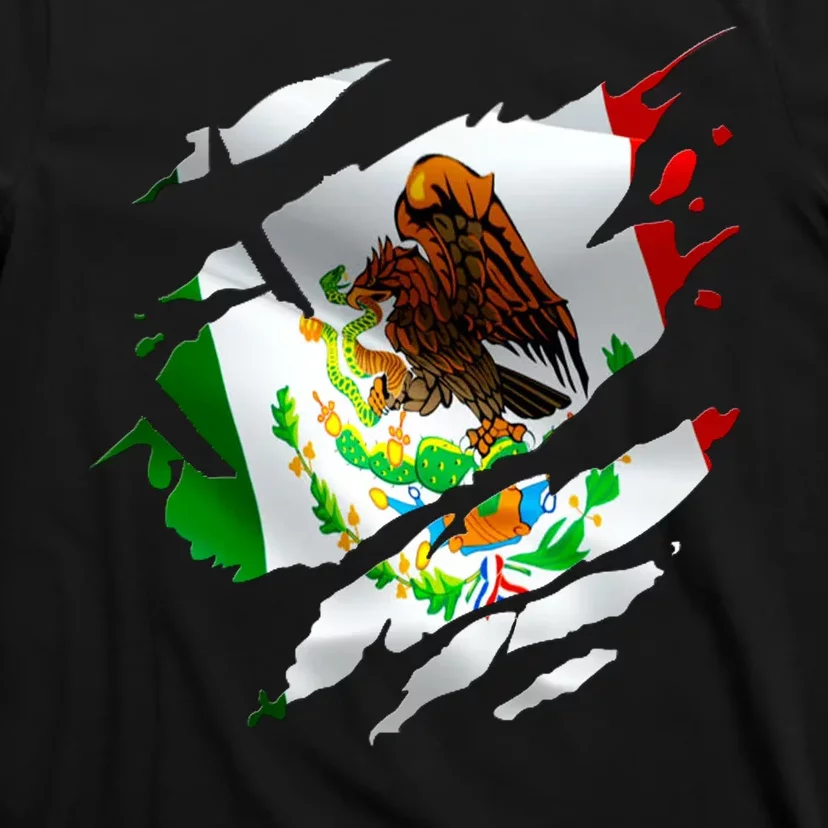 Proud Mexican Chicano Latino Torn Ripped Mexico Flag T-Shirt