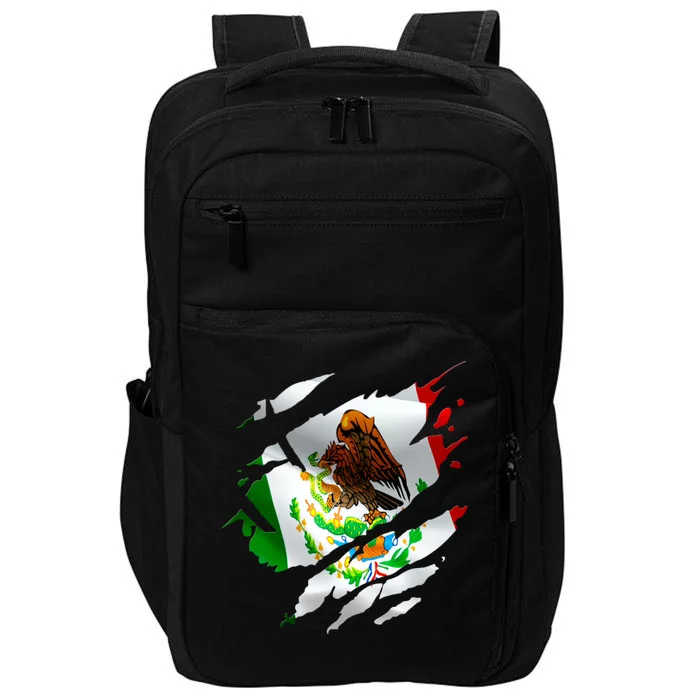 Proud Mexican Chicano Latino Torn Ripped Mexico Flag Impact Tech Backpack