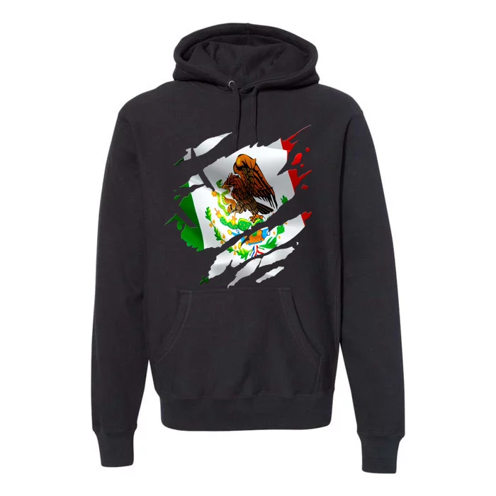 Proud Mexican Chicano Latino Torn Ripped Mexico Flag Premium Hoodie