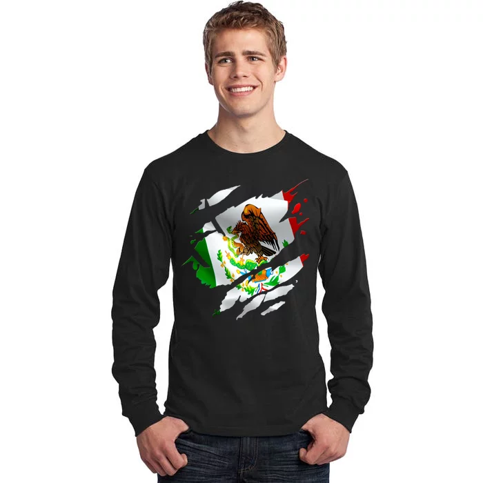 Proud Mexican Chicano Latino Torn Ripped Mexico Flag Tall Long Sleeve T-Shirt