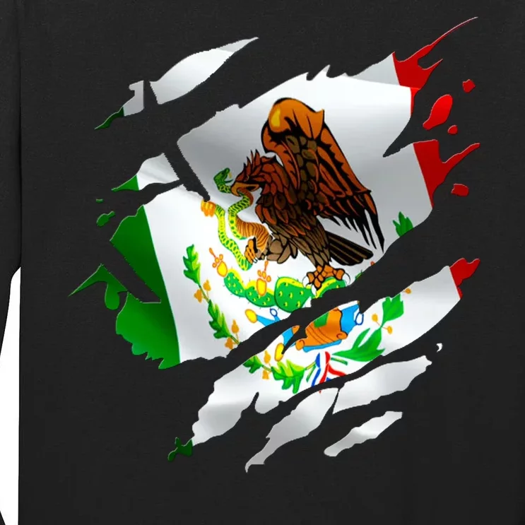 Proud Mexican Chicano Latino Torn Ripped Mexico Flag Tall Long Sleeve T-Shirt