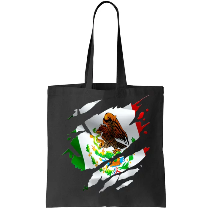 Proud Mexican Chicano Latino Torn Ripped Mexico Flag Tote Bag