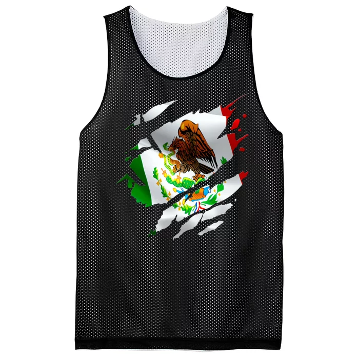 Proud Mexican Chicano Latino Torn Ripped Mexico Flag Mesh Reversible Basketball Jersey Tank