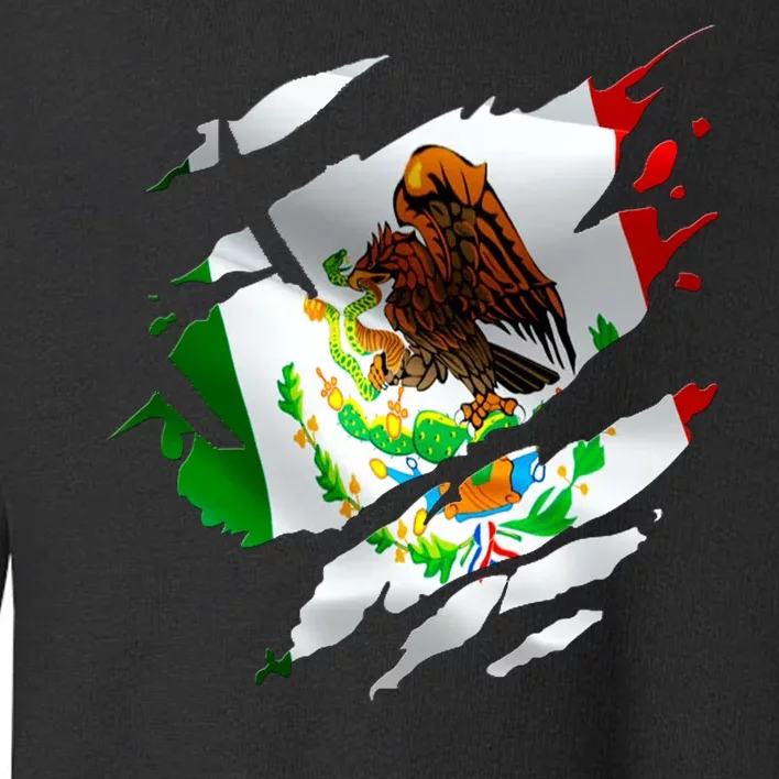 Proud Mexican Chicano Latino Torn Ripped Mexico Flag Toddler Sweatshirt