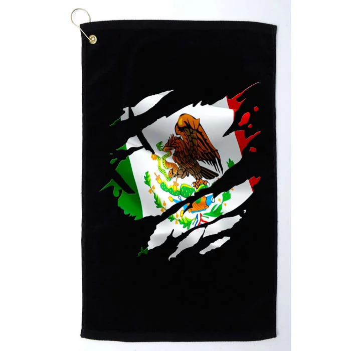 Proud Mexican Chicano Latino Torn Ripped Mexico Flag Platinum Collection Golf Towel