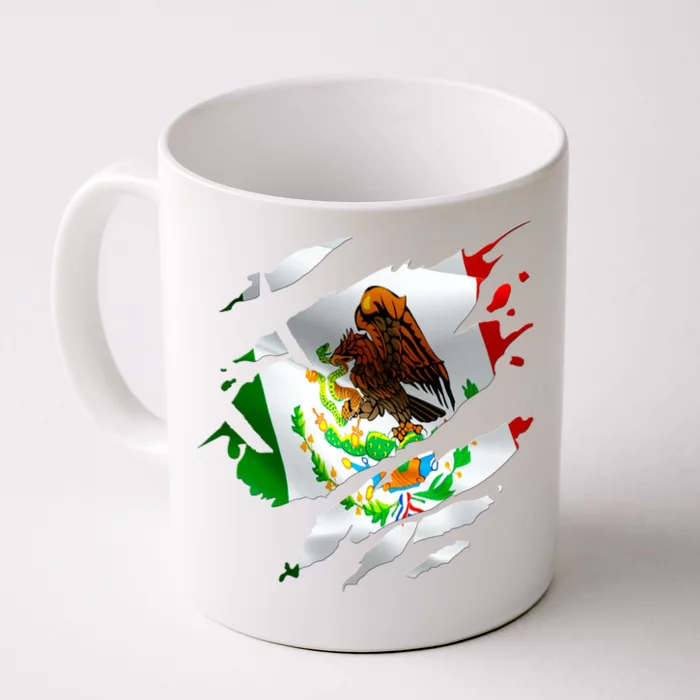 Proud Mexican Chicano Latino Torn Ripped Mexico Flag Front & Back Coffee Mug