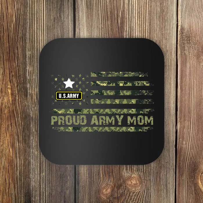 Proud Mom Camo American Flag Veteran Mom Coaster