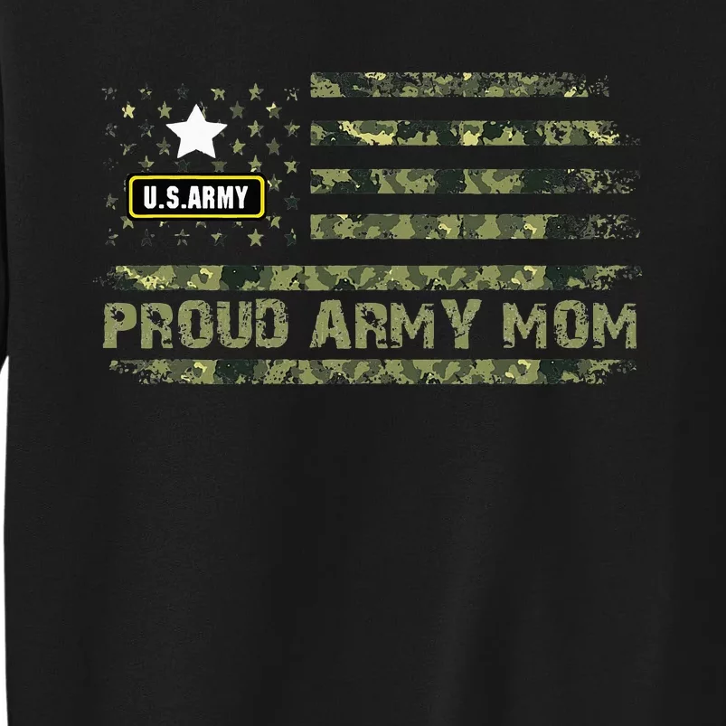 Proud Mom Camo American Flag Veteran Mom Tall Sweatshirt