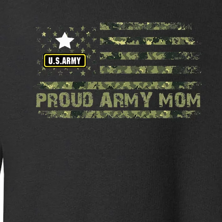 Proud Mom Camo American Flag Veteran Mom Toddler Sweatshirt