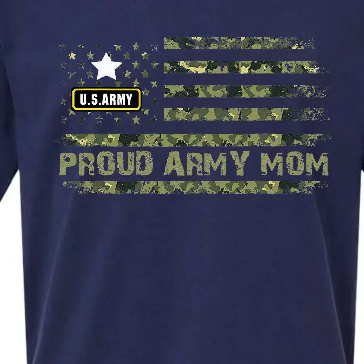 Proud Mom Camo American Flag Veteran Mom Sueded Cloud Jersey T-Shirt