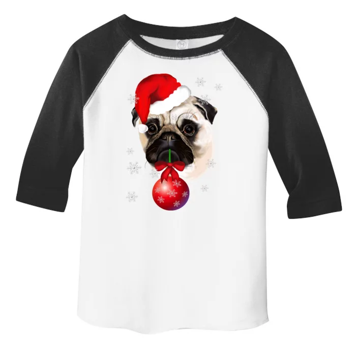 Pug Merry Christmas Funny Pug Face Santa Snow Xmas Great Gift Toddler Fine Jersey T-Shirt