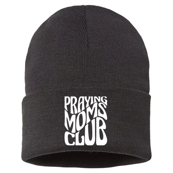 Praying Moms Club Groovy Christian Faith Mama Mother's Day Sustainable Knit Beanie