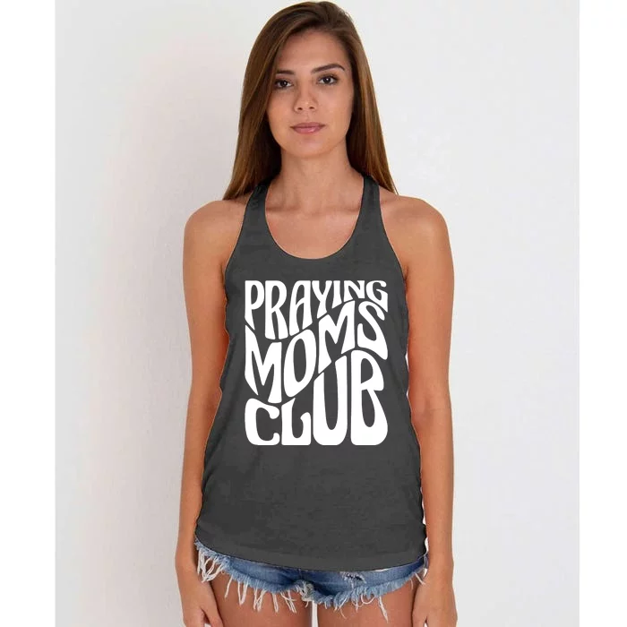 Praying Moms Club Groovy Christian Faith Mama Mother's Day Women's Knotted Racerback Tank