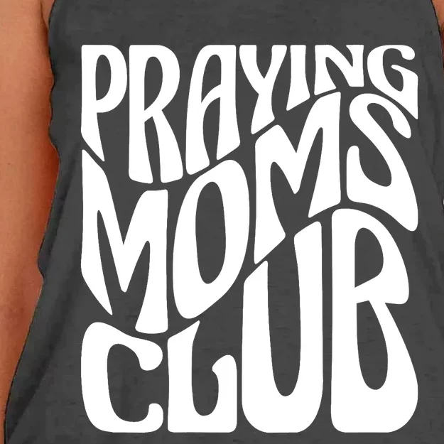 Praying Moms Club Groovy Christian Faith Mama Mother's Day Women's Knotted Racerback Tank