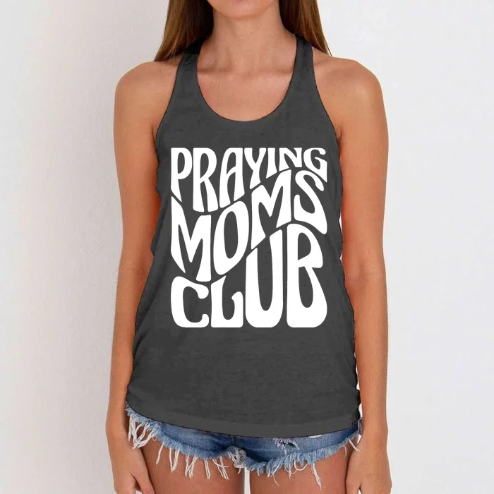 Praying Moms Club Groovy Christian Faith Mama Mother's Day Women's Knotted Racerback Tank