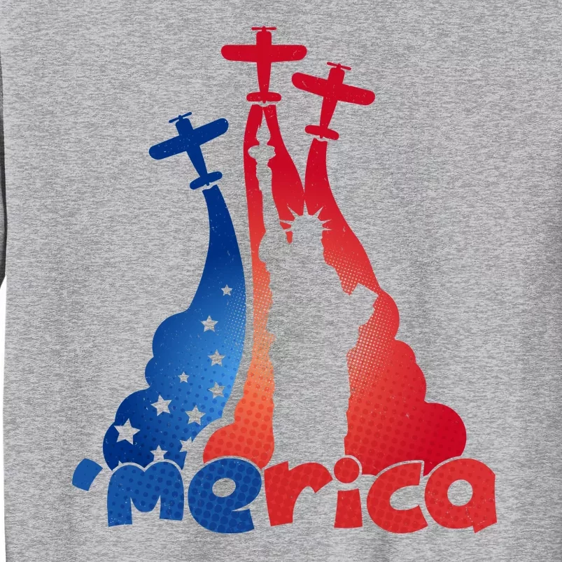 Patriotic Merica Classic Airplane Airshow Statue Of Liberty Tall Sweatshirt