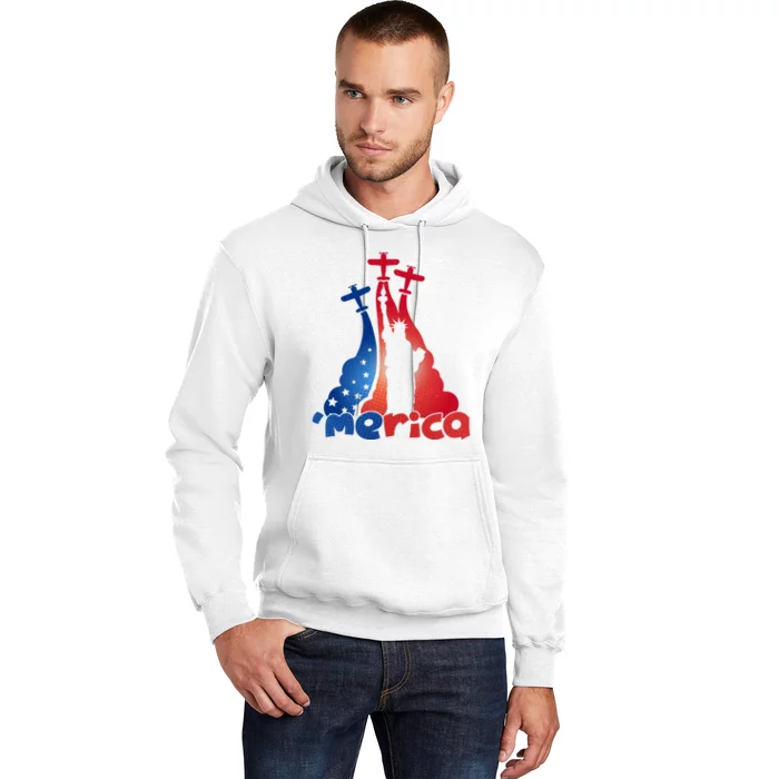 Patriotic Merica Classic Airplane Airshow Statue Of Liberty Hoodie