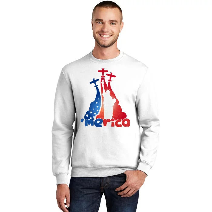 Patriotic Merica Classic Airplane Airshow Statue Of Liberty Sweatshirt