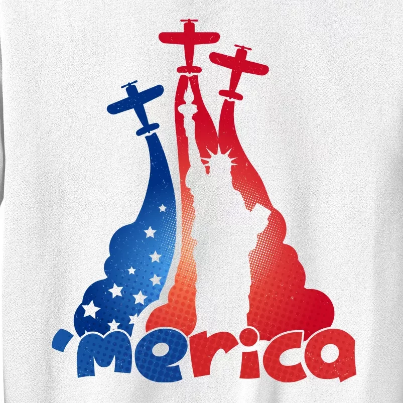 Patriotic Merica Classic Airplane Airshow Statue Of Liberty Sweatshirt