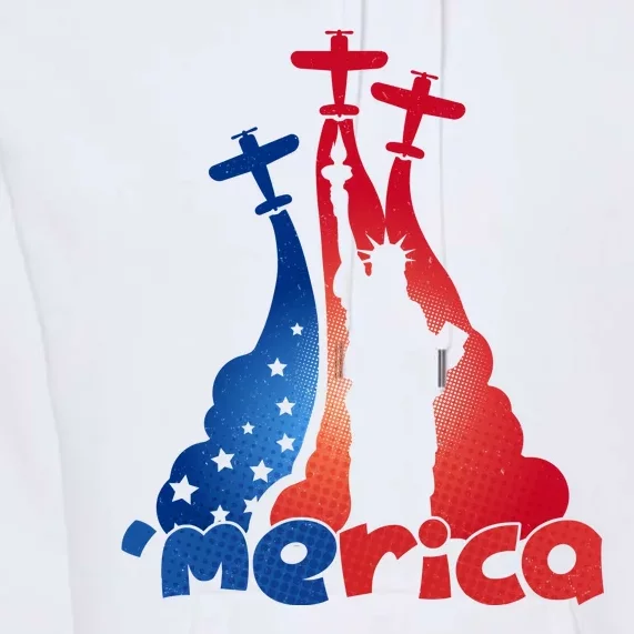 Patriotic Merica Classic Airplane Airshow Statue Of Liberty Premium Hoodie