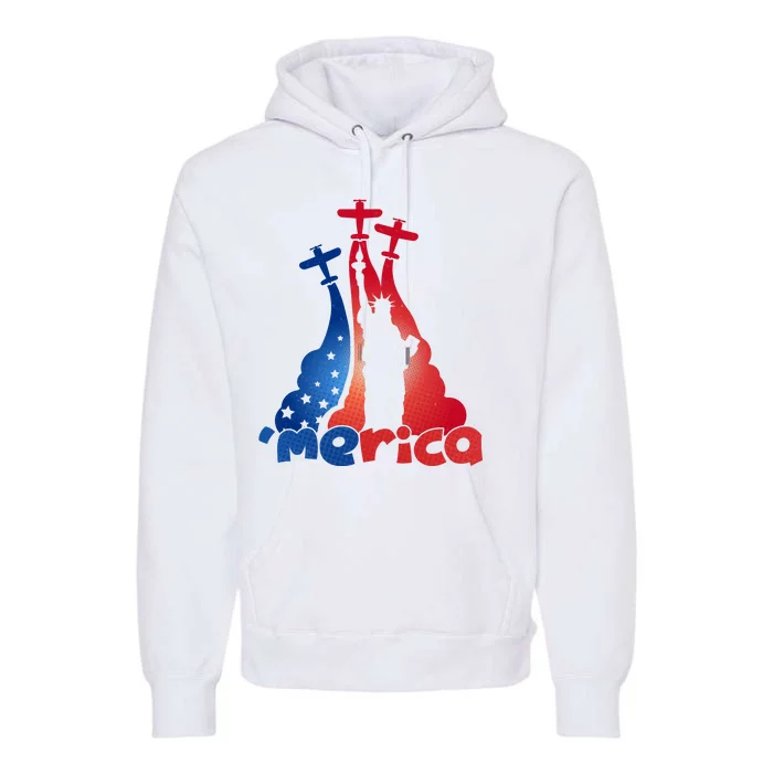 Patriotic Merica Classic Airplane Airshow Statue Of Liberty Premium Hoodie