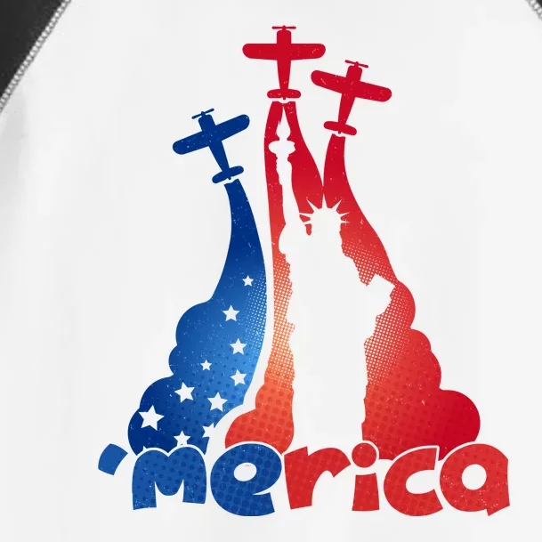 Patriotic Merica Classic Airplane Airshow Statue Of Liberty Toddler Fine Jersey T-Shirt