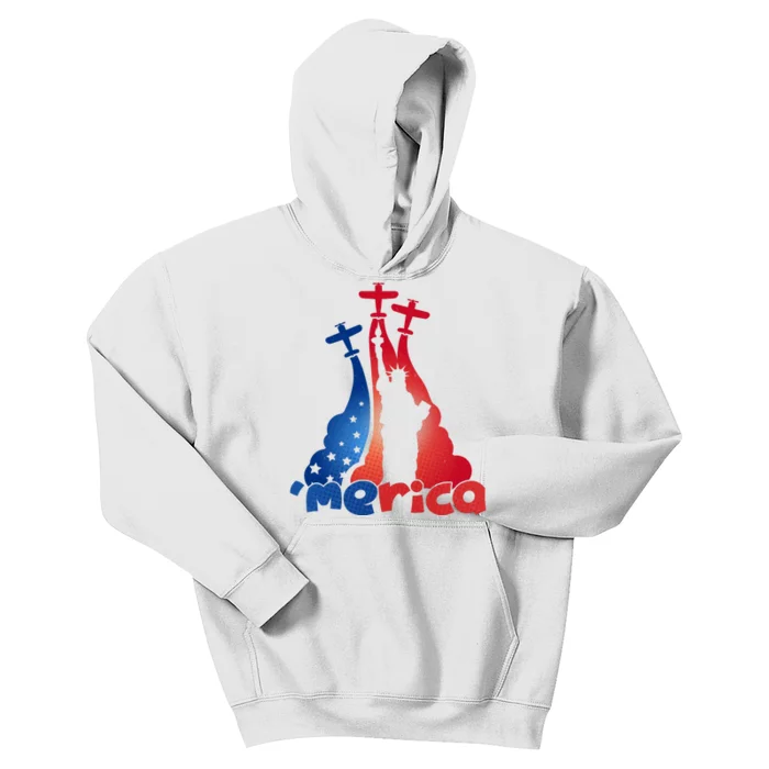 Patriotic Merica Classic Airplane Airshow Statue Of Liberty Kids Hoodie