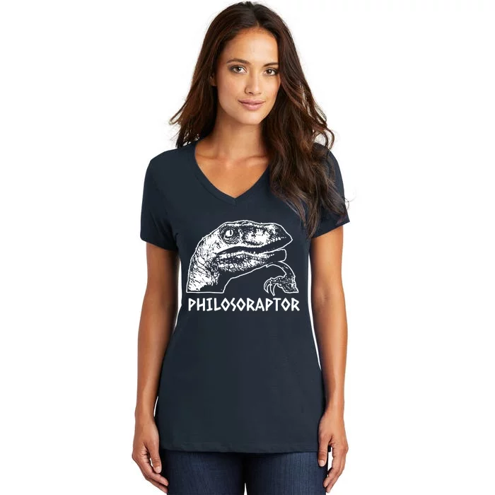 Philosoraptor Meme Dino Women's V-Neck T-Shirt