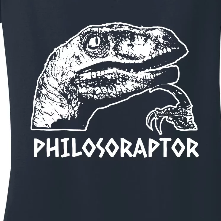 Philosoraptor Meme Dino Women's V-Neck T-Shirt