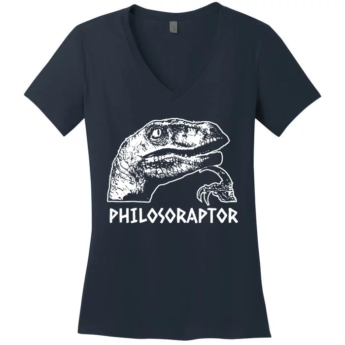 Philosoraptor Meme Dino Women's V-Neck T-Shirt