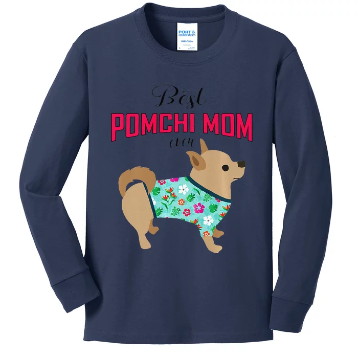 Pomchi Mom Dog Lover Mothers Day For Dog Mom Kids Long Sleeve Shirt