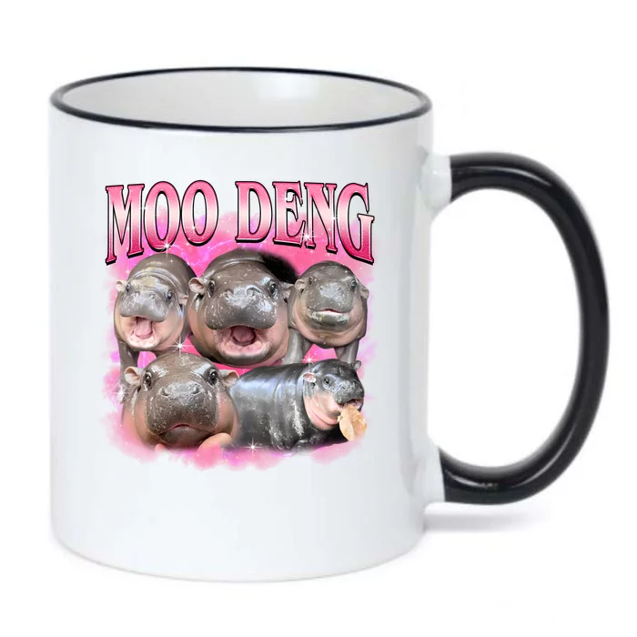 Pink Moo Deng Meme Hippo Funny Black Color Changing Mug