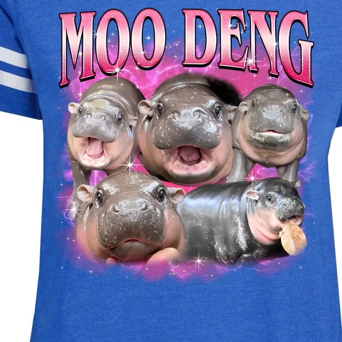 Pink Moo Deng Meme Hippo Funny Enza Ladies Jersey Football T-Shirt