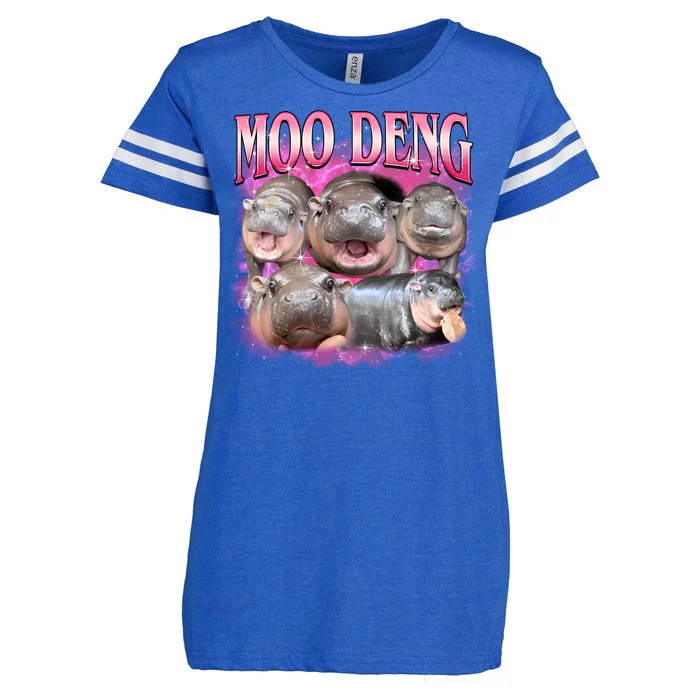 Pink Moo Deng Meme Hippo Funny Enza Ladies Jersey Football T-Shirt