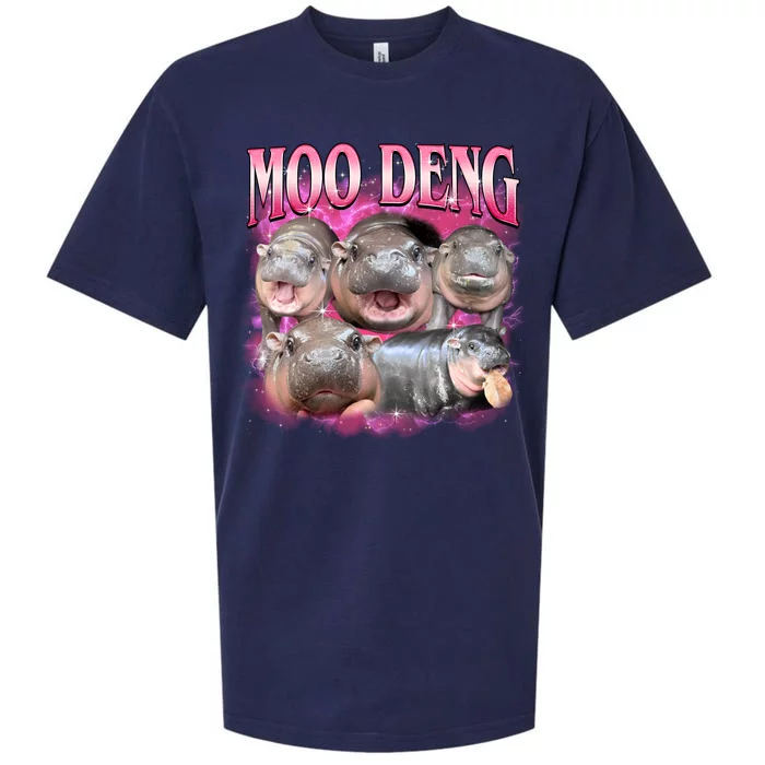 Pink Moo Deng Meme Hippo Funny Sueded Cloud Jersey T-Shirt