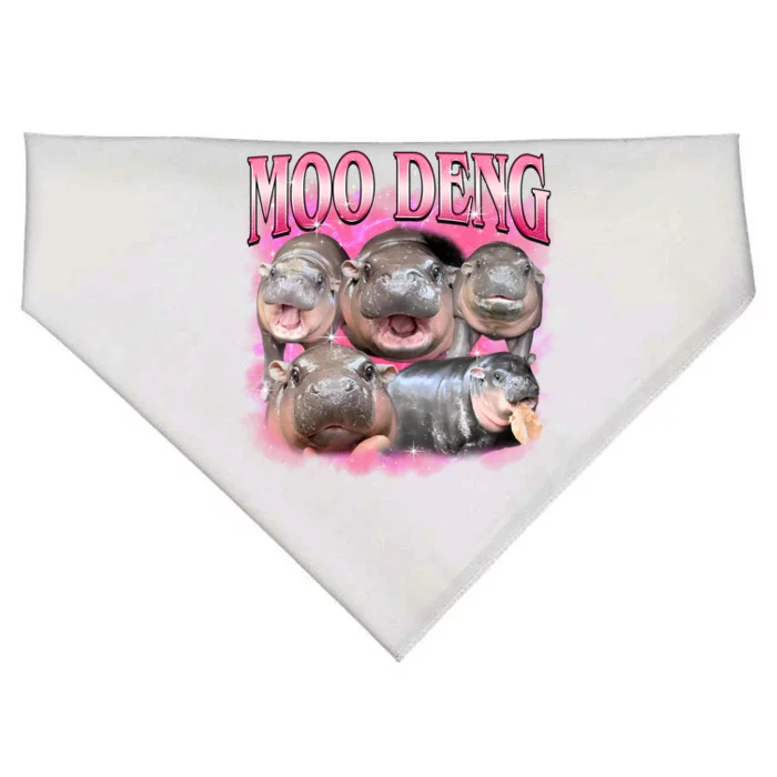 Pink Moo Deng Meme Hippo Funny USA-Made Doggie Bandana