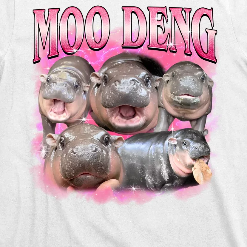 Pink Moo Deng Meme Hippo Funny T-Shirt