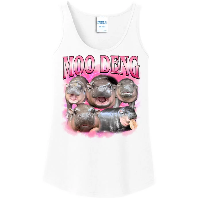 Pink Moo Deng Meme Hippo Funny Ladies Essential Tank