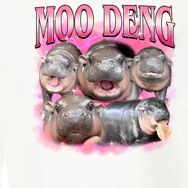 Pink Moo Deng Meme Hippo Funny Cropped Pullover Crew