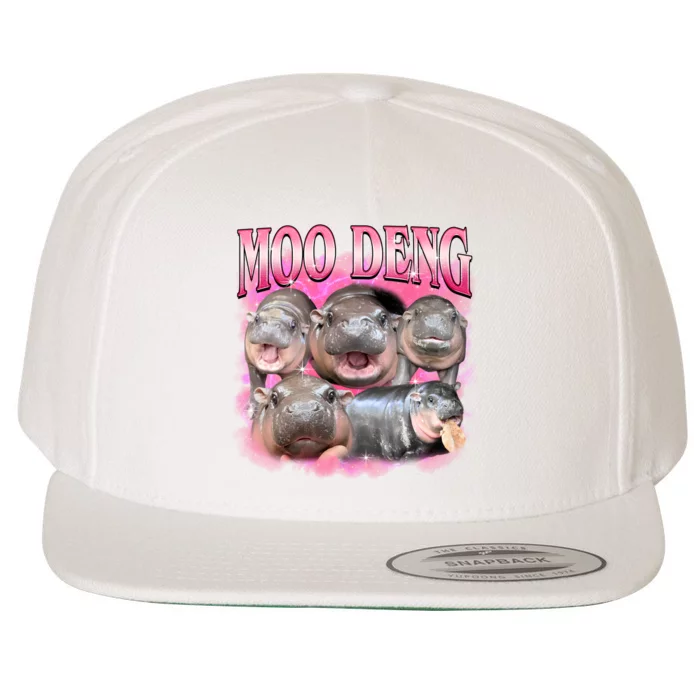 Pink Moo Deng Meme Hippo Funny Wool Snapback Cap