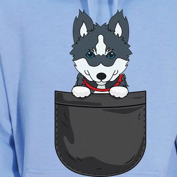 Pomsky Mom Dad Dog In Pocket Cute Funny Pet Lover Unisex Surf Hoodie