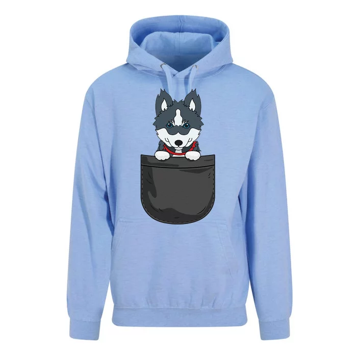 Pomsky Mom Dad Dog In Pocket Cute Funny Pet Lover Unisex Surf Hoodie